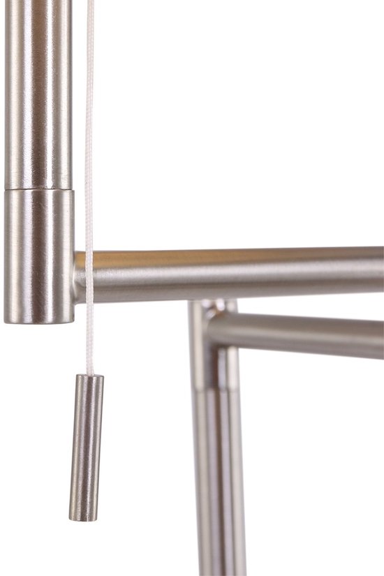 Lampadaire Bella 3879ST couleur acier avec abat-jour en velours gris, rabattable, en métal et textile, hauteur 154 cm, diamètre de l'abat-jour 30 cm - Mexlite