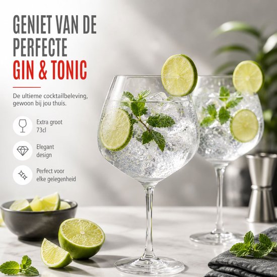 Verres à cocktail Alpina, lot de 4 - Verres pour gin tonic, Aperol Spritz et cocktails - Verre à gin tonic 73 cl - Set à cocktails - Verre
