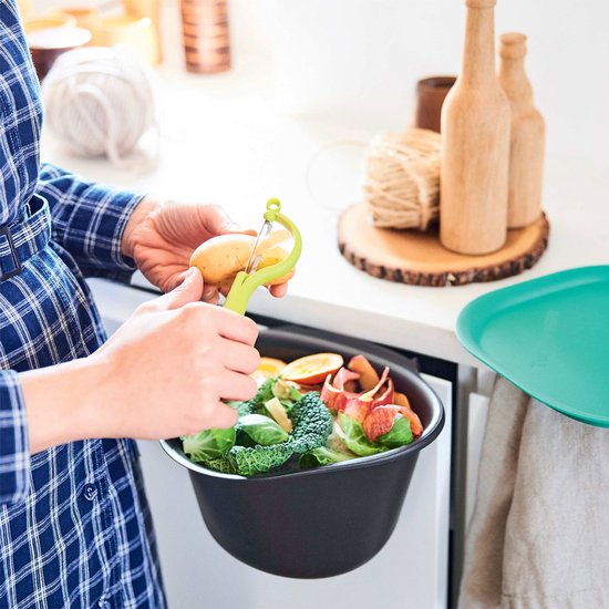 Tupperware Chop Collector - Poubelle de cuisine - Petite poubelle - Compost - Petite poubelle de table - noir