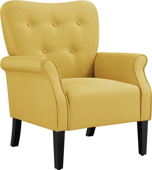 Fauteuil de salon Yaheetech avec pieds en bois - 74 x 72 x 94 cm - Jaune