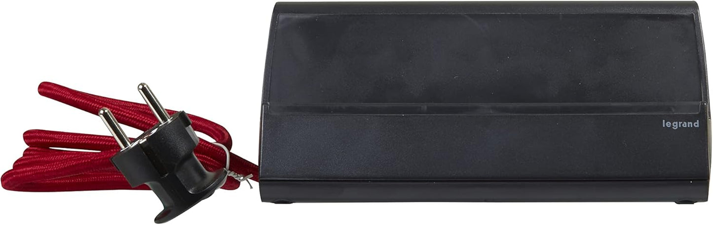 Bloc de bureau Bachmann avec 3 prises électriques, 2 ports USB et un support pour tablette – Noir – 192 x 86 x 109 mm