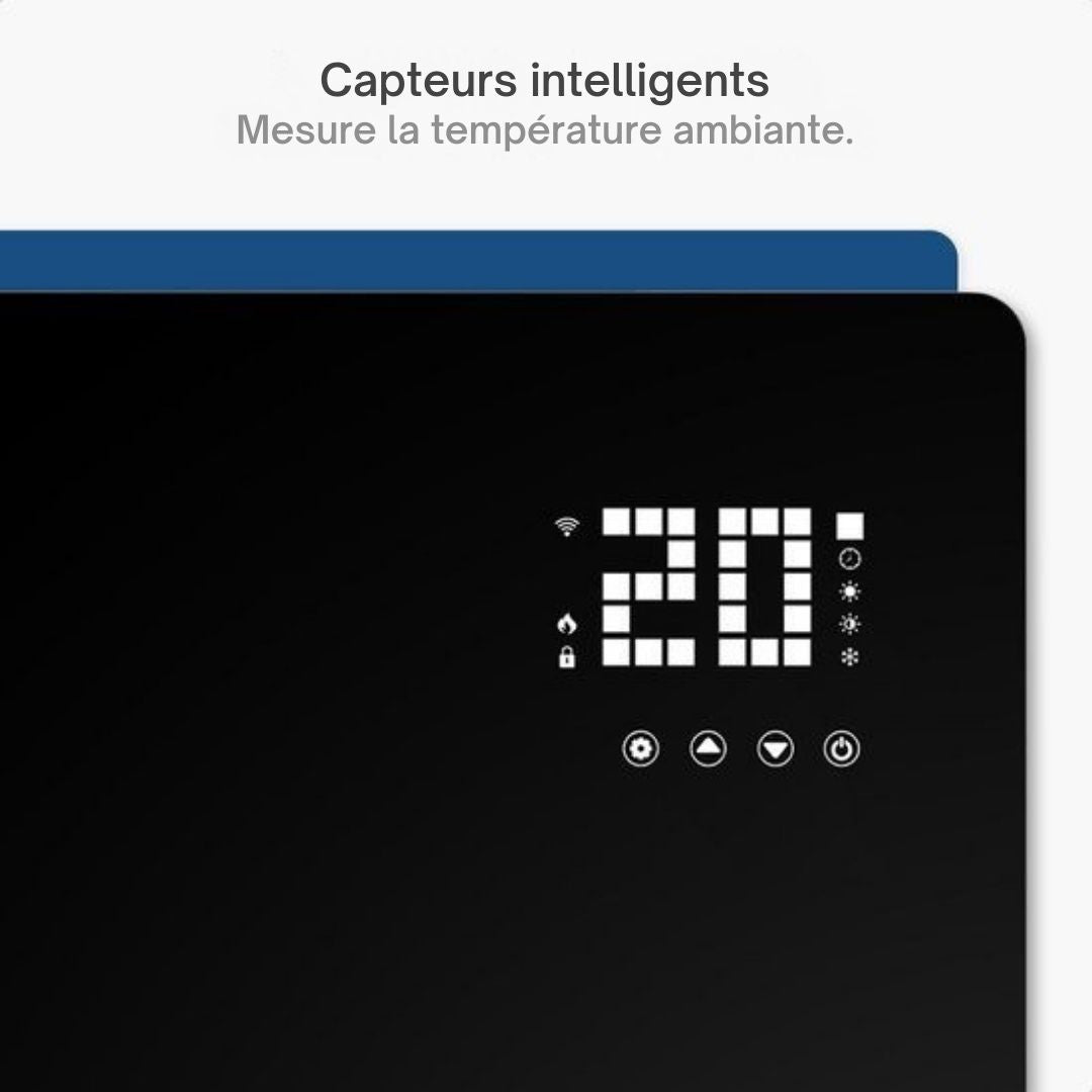 Chauffage électrique Gologi - Convecteur avec thermostat - Fonctionne par App et commandes tactiles - Jusqu'à 25m2 - 2000W Heater - Noir