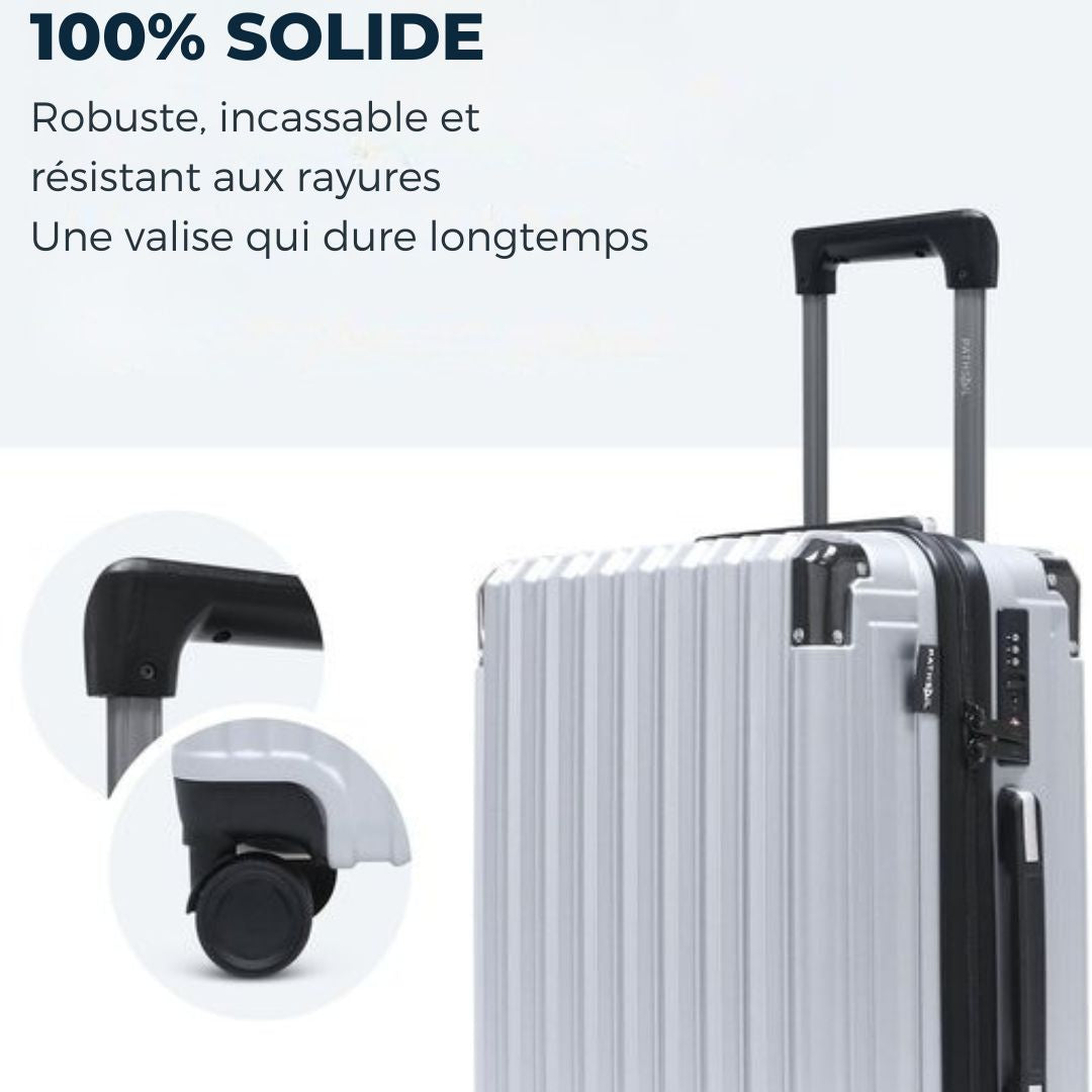 Valise cabine - Pathsail – 40L – Léger 2,98 kg – Roues 360° – Double serrure TSA – Compartiment PC – Zips YKK – 38 x 24 x 57 cm – Argenté
