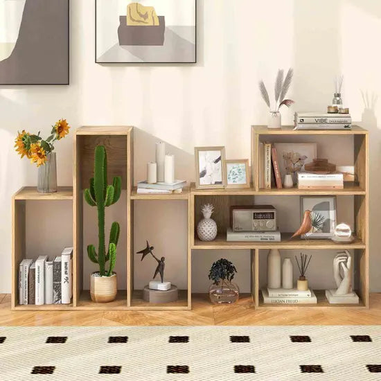 Bibliothèque Coast - 3 compartiments - Arrière ouvert - Anti-basculement - 84 x 30 x 84 cm - Naturel