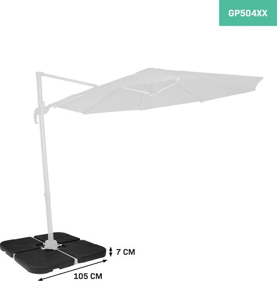 Tuiles pour parasol Bardolino - VONROC - 50x50cm - Capacité 25L - 4 pièces pour maintien de parasol - noir