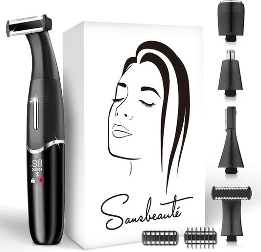 Tondeuse bikini 4 en 1 - Sansbeauté® - Visage - Aisselles - Jambes - Maillot - Tondeuse à sourcils - Epilation visage femmes - Zone intime - Ladyshaves Bikini - Epilateur électrique