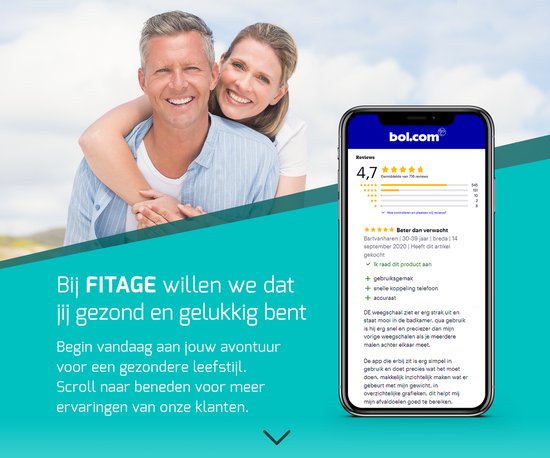 FITAGE Pèse-personne LED Digital - Pèse-personne intelligent avec analyse corporelle 17x - Pèse-personne - FITAGE App