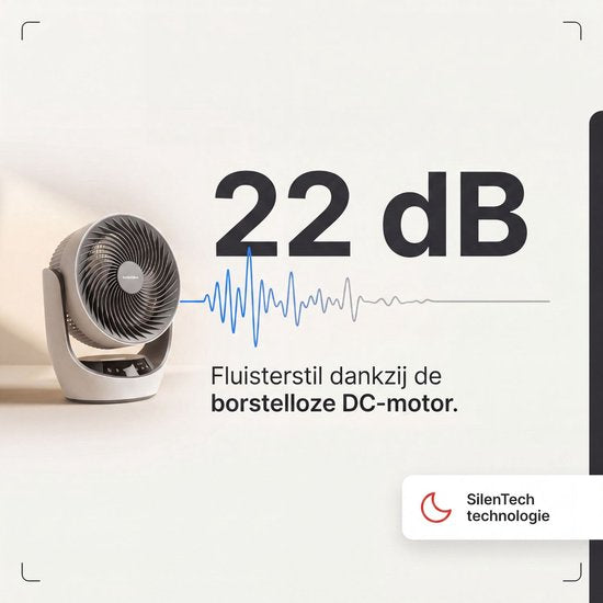 Ventilateur de table sans fil SwitchBot 22 dB - Ventilateur USB rechargeable ultra-silencieux avec application et télécommande - Circulation d'air silencieuse sur le bureau - 4 vitesses et minuterie - Blanc