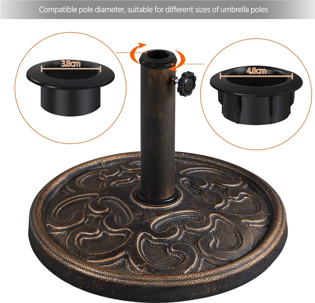 Pied de parasol Yaheetech 10 kg, rond, bronze