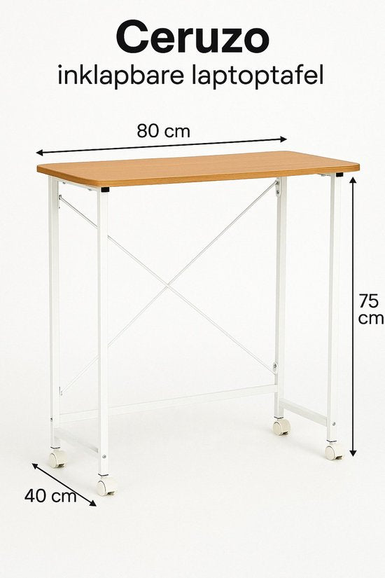 Ceruzo Wall Table - Bureau pliant - 80x40x75 cm - Table pliante - Table pour ordinateur portable - Blanc