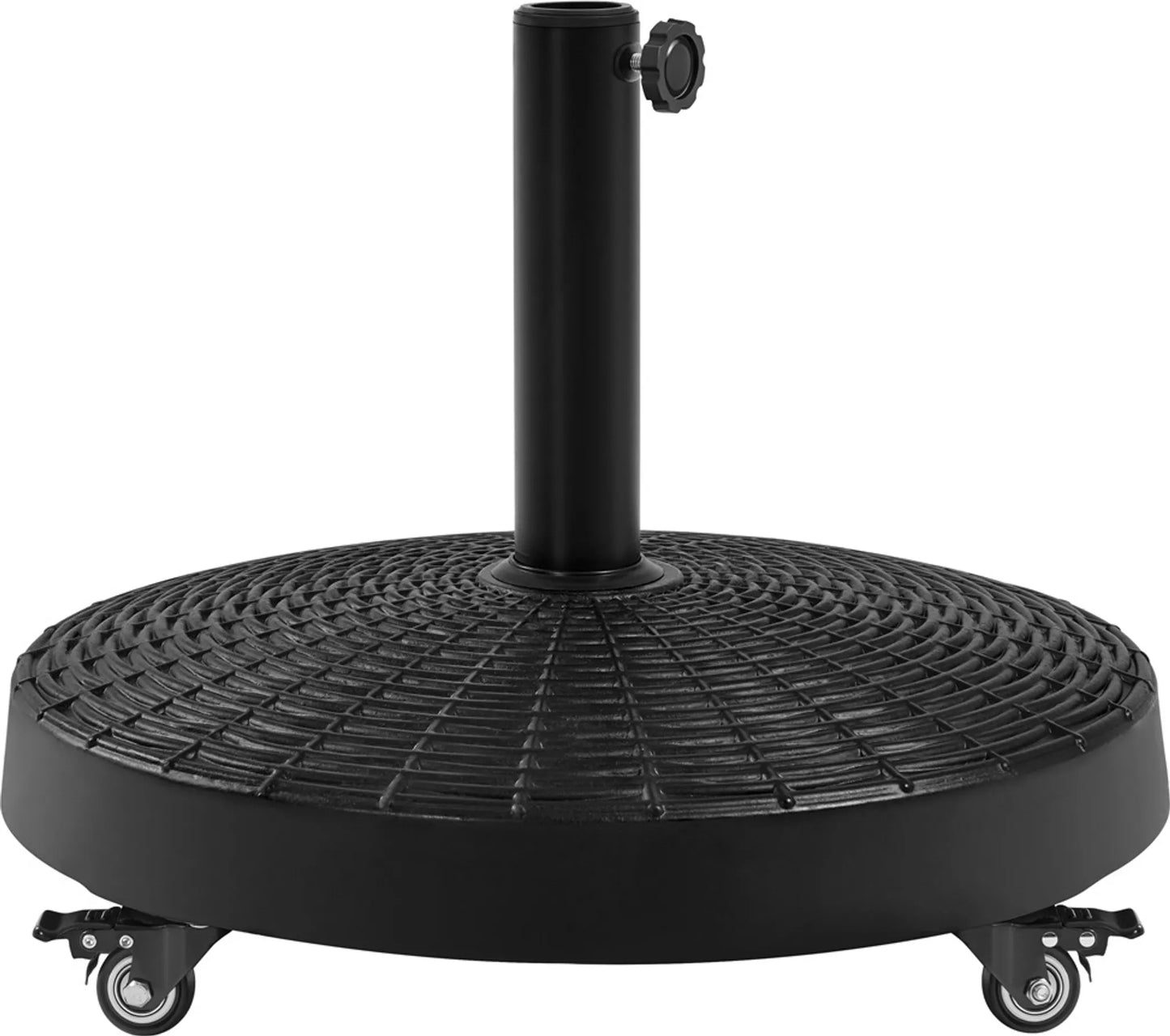 Yaheetech Base de parasol sur roues 24 kg - Avec 4 roulettes avec frein et deux adaptateurs pour Ø 38 mm et Ø 48 mm - Pour terrasse et jardin - Résine noire et métal - 52 x 52 x 42 cm