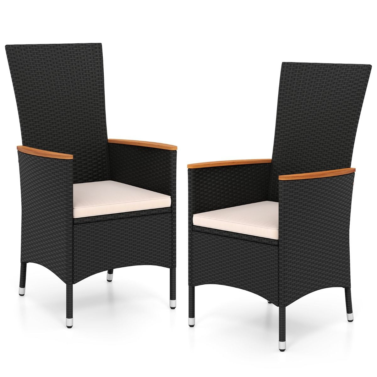 Ensemble de chaises de jardin Coast - dossier haut - coussins amovibles - lot de 2 - noir