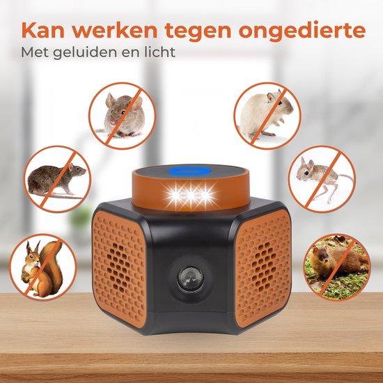 Répulsif anti-souris Nuvance - Répulsifs à ultrasons - Répulsif contre les rats et les nuisibles - 360 degrés et 4 modes - Lutte contre les souris - Orange