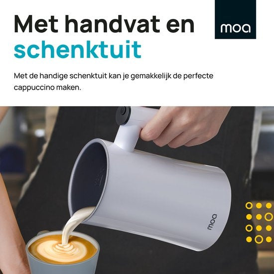 MOA Mousseur à lait - Sans BPA - Pour faire mousser et chauffer - Blanc - MF1W