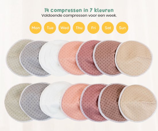 Coussinets d'allaitement Frummel - Coussinets d'allaitement lavables - Réutilisables - 14 pièces
