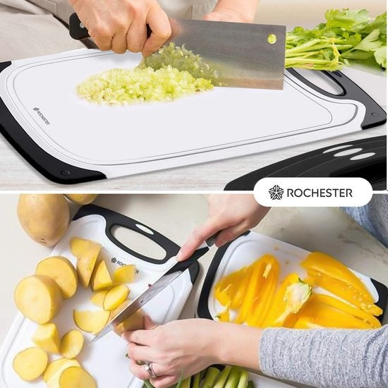 Set de planches à découper Rochester en plastique - 3 pièces - Poignées antidérapantes - Design luxueux - Lavable au lave-vaisselle - Durable