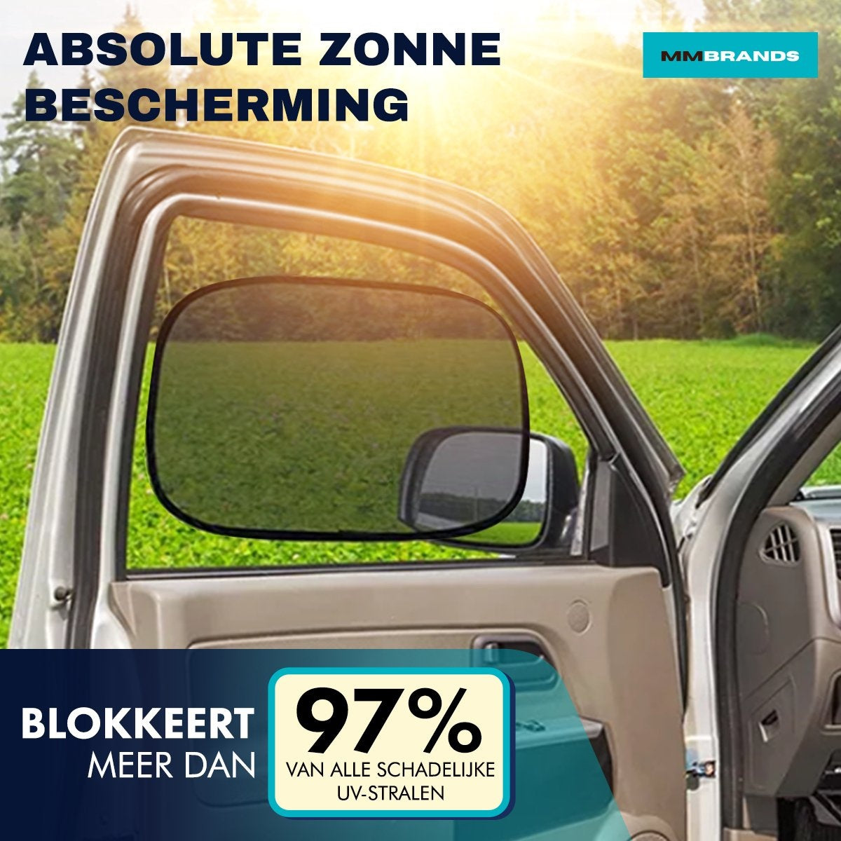 2 Pare-soleil pour voiture MM Brands - latéraux - ventouse - 51 x 31 cm