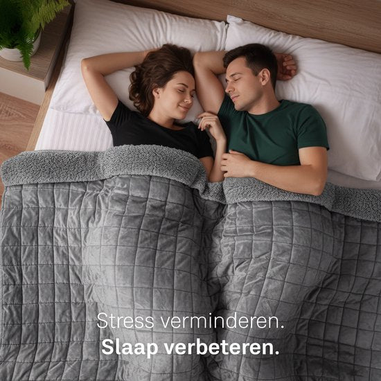 Couverture lestée CozySense® 10 kg - 2 personnes - Couverture lestée - Couverture lestée - GLASS-Flow® Distribution de la pression - Couverture lestée - Velours flanelle & Sherpa - Gris