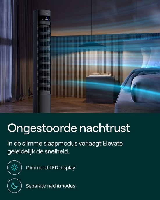Duux Elevate – Ventilateur colonne silencieux avec ioniseur – 26 vitesses et mode veille - Gris