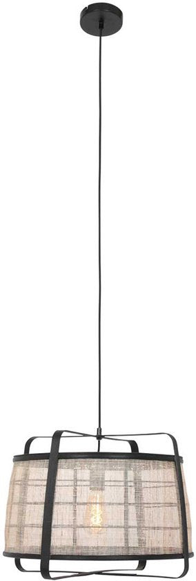 Anne Lighting - suspension - Capos - noir - bois et tissu - Ø 48 cm - E27 - 3511ZW