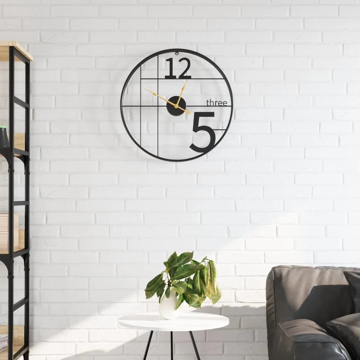 Horloge murale VidaXL Ø 50 cm - Mécanisme silencieux sans tic-tac - Cadran rustique avec motif de grain de bois - Noir fer