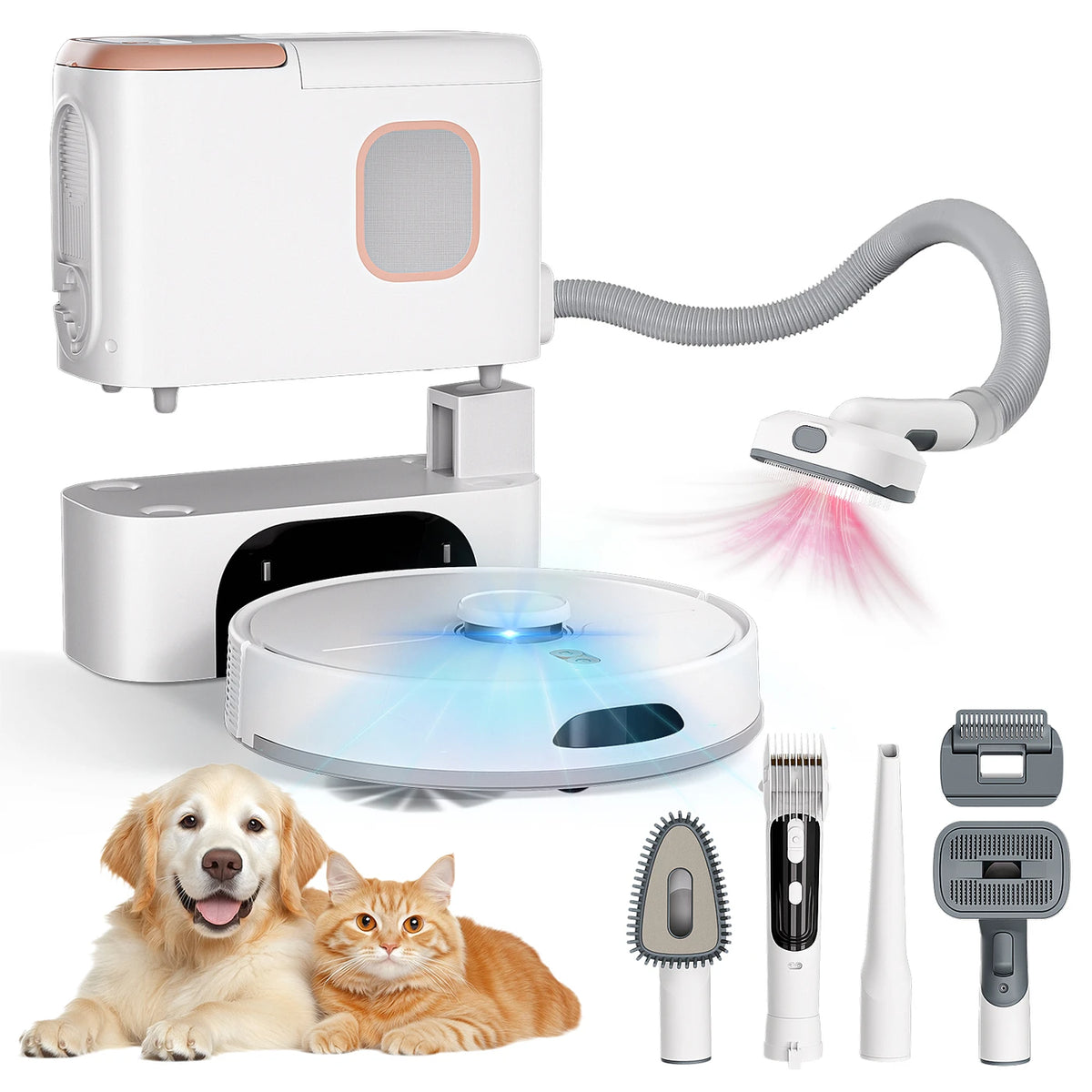 Aspirateur robot Omeser M20M avec fonction de lavage - Puissance d'aspiration de 6 000 Pa, station d'accueil à vidage automatique, navigation LiDAR pour les poils d'animaux