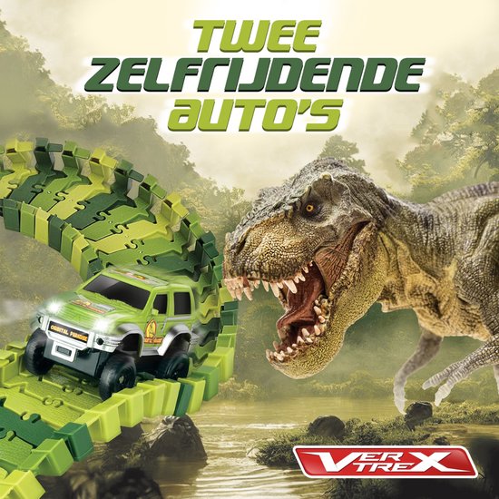 Vertrex 260 pièces Dinosaur Race Track XXL - Jouet Dino - Avec 2 voitures Safari autopilotées
