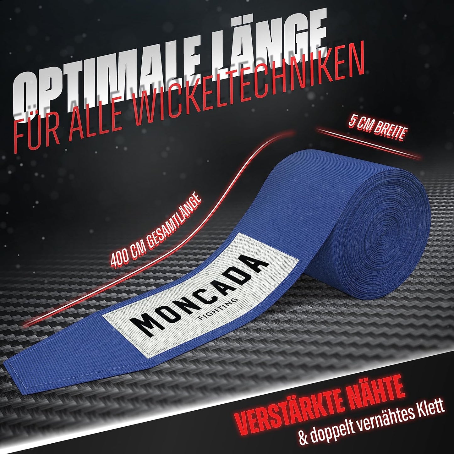 Bandage de boxe de combat Moncada - 4m - Bleu