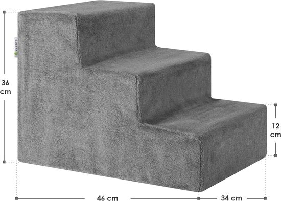 Escalier en bois pour animaux Timmy - Gris - 46 x 36 x 34 cm