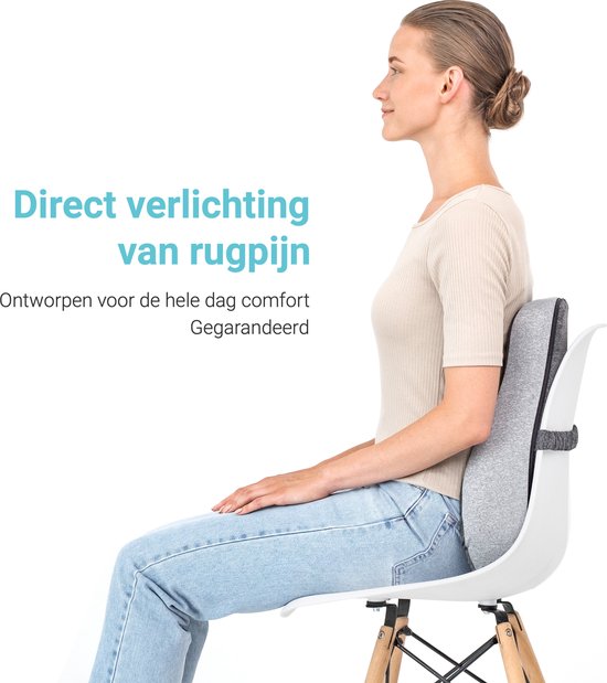 CozySense® Back Support - Coussin lombaire réglable - Coussin lombaire pour la voiture, la chaise de bureau, le lit et le canapé - Ergonomique - Avec Coolgel - Housse lavable