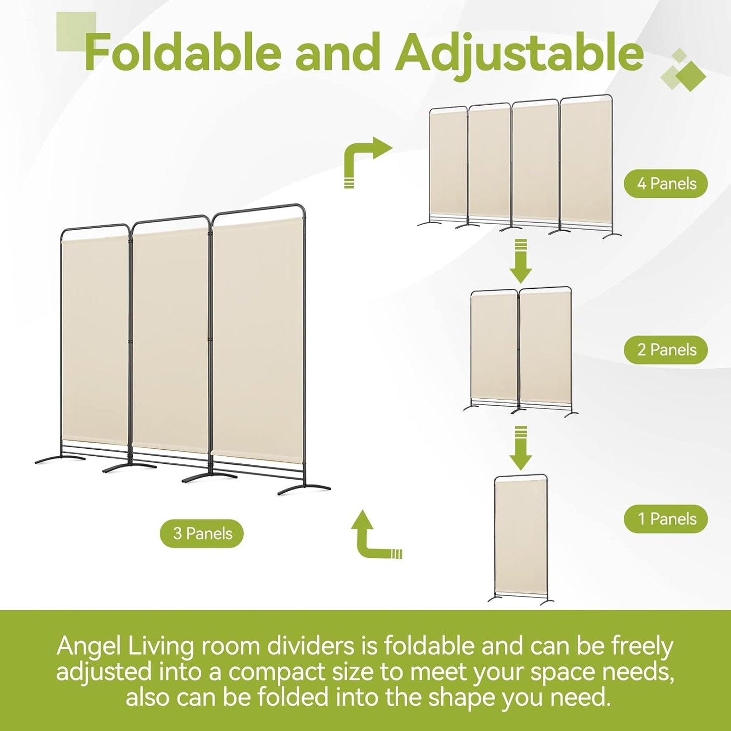 Angel Living Paravent - 3 Panneaux - 243 x 180 cm - Beige