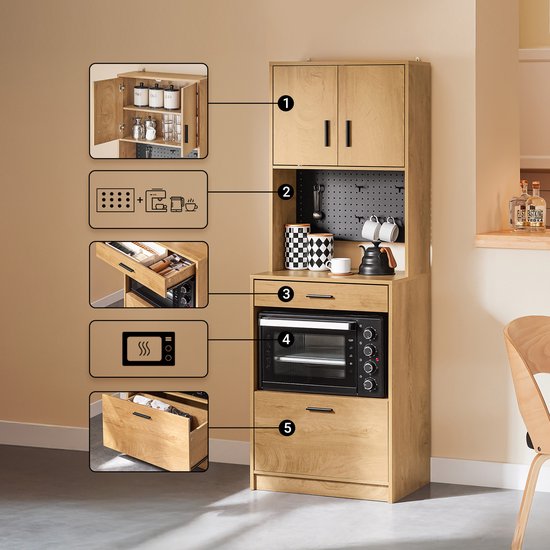 SoBuy FSB98-N Buffet de cuisine - Buffet en bois avec 2 portes et tiroirs
