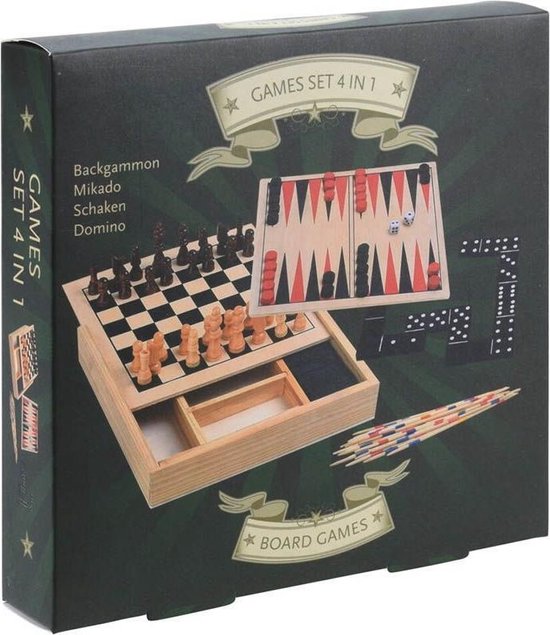Boîte de jeu en bois 4 en 1
