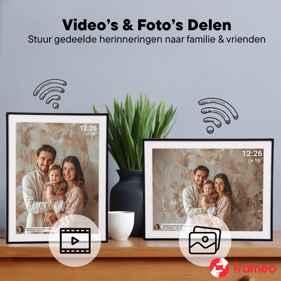Cadre photo numérique Denver 19 pouces - HD - Frameo App - Cadre photo - WiFi - 32GB - IPS Touchscreen - PFF1970