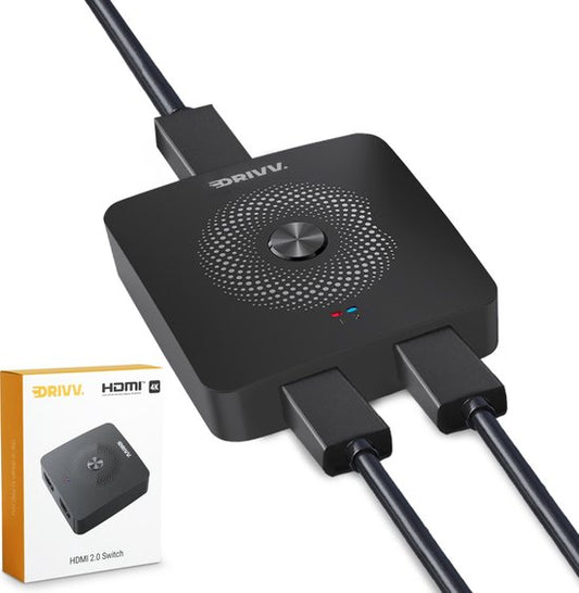 Drivv. Commutateur HDMI - 2 entrées 1 sortie / 1 entrée 2 sortie - bidirectionnel - Supporte 720p/1080p/4K/3D - Noir