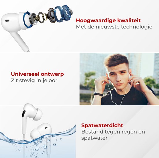 Nuvance - Ecouteurs avec fil - Connexion USB-C - Ecouteurs avec fil - Ecouteurs intra-auriculaires avec fil et microphone - Convient à Samsung - Blanc