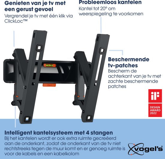 Vogel's COMFORT TVM 3215 | Support TV inclinable | 19-43 pouces | max. 15 kg | VESA 200x200