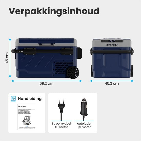 Auronic Compressor Coolbox Electric 12V et 230V - Congélation et réfrigération - Coolbox - 40L - Frigobox - Bleu