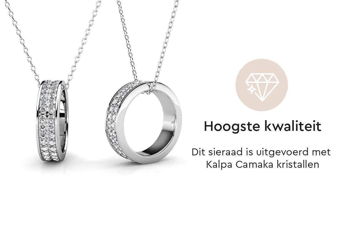 Yolora Dames Ketting met Hanger - Kalpa Camaka Kristallen - Zilverkleurig - 18K Witgoud Verguld - Vrouwen Collier Zilver - Sieraden - Halsketting - Luxe Giftbox - Geschenkdoos - Cadeau doos - Exclusieve Geschenkverpakking - Mooie Cadeauverpakking