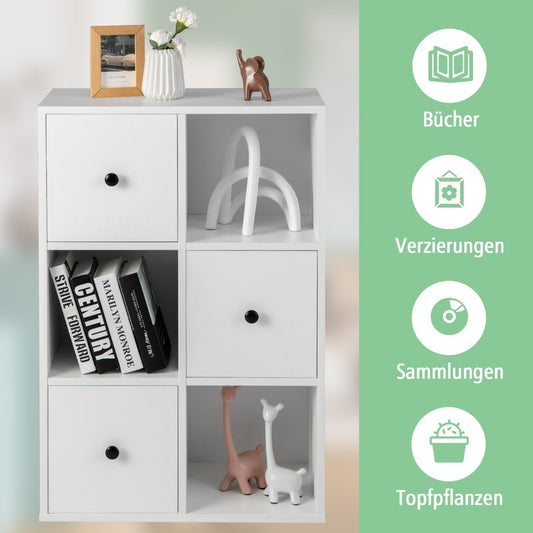 Coast Cabinet met 6 compartimenten GRATIS AFBEELDIG OPSLAG PLANK MET 3 DICE 60 X 30 X 89 CM WIT