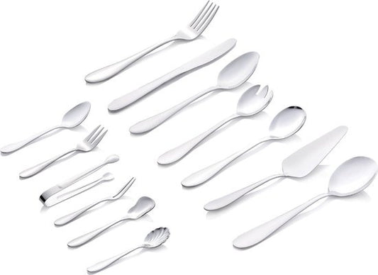 alpina Cutlery Set 12 Person - 70 Piece - Spoons - Knives - Forks - Stainless steel - Silver