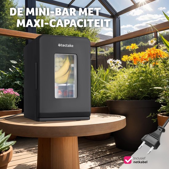 tectake® Mini Car Cooler - Mini bar portable 14L - Fonction 2 en 1 : refroidir et chauffer - Glacière électrique idéale pour les boissons, les médicaments ou le maquillage - Pour la maison ou en déplacement - Mode ECO