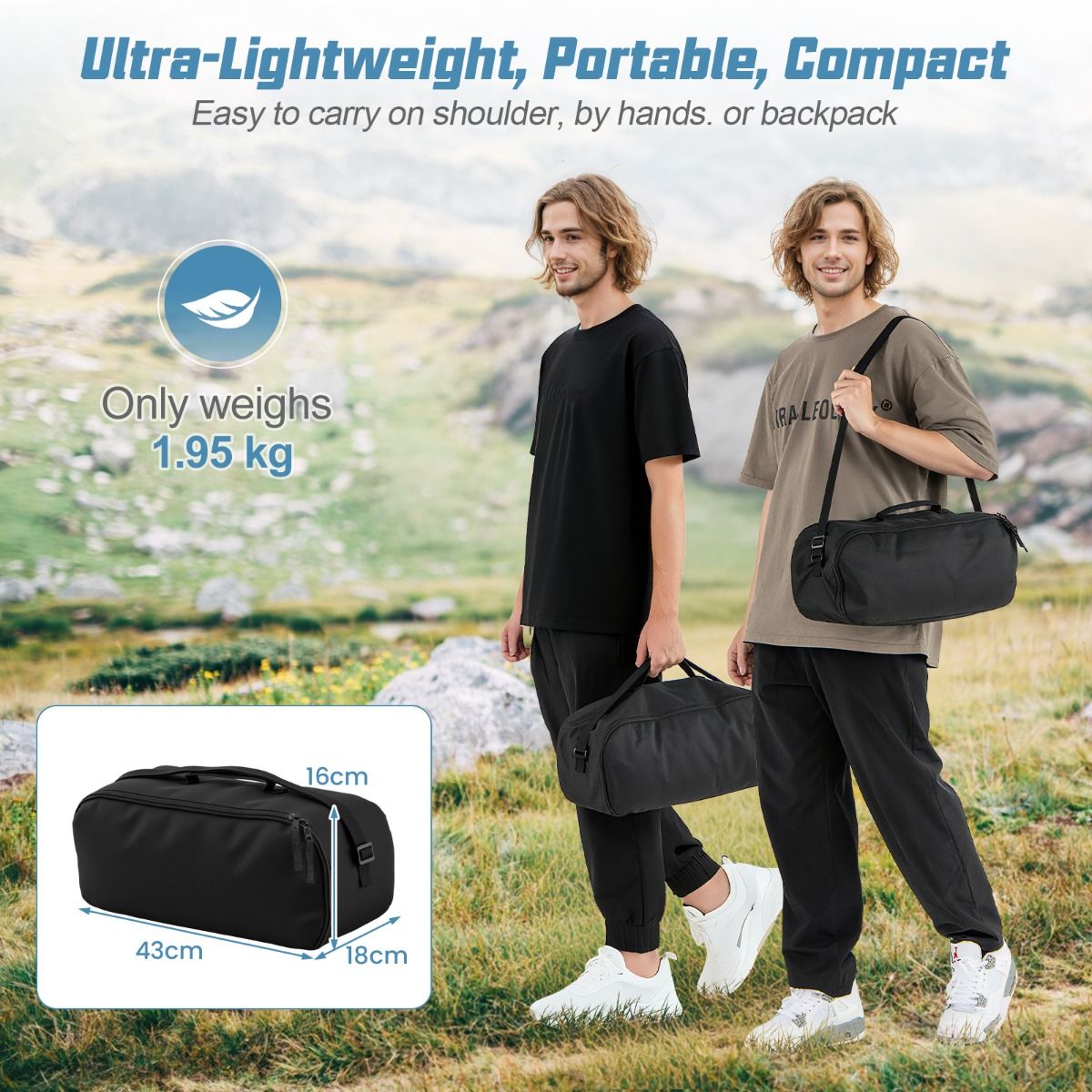 Lit de camping Coast - lit de camp ultra-léger - pliable avec poche latérale - noir
