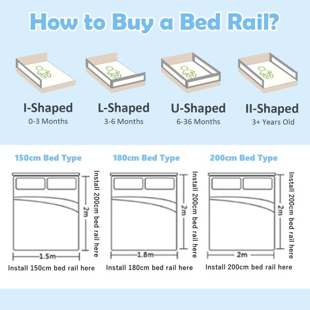 Barre de lit réglable en hauteur Coastway pour lit double - 150x47x80cm