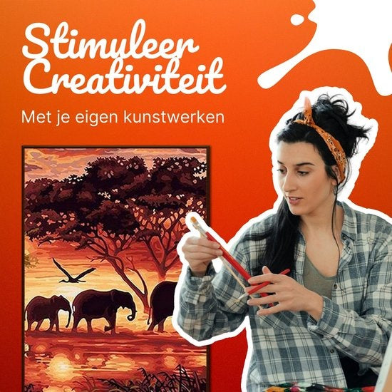 Rubye® Painting By Number Adults - Elephant Family - Pinceaux inclus - Canvas Painting canvas - Colour by Number - 40x50cm