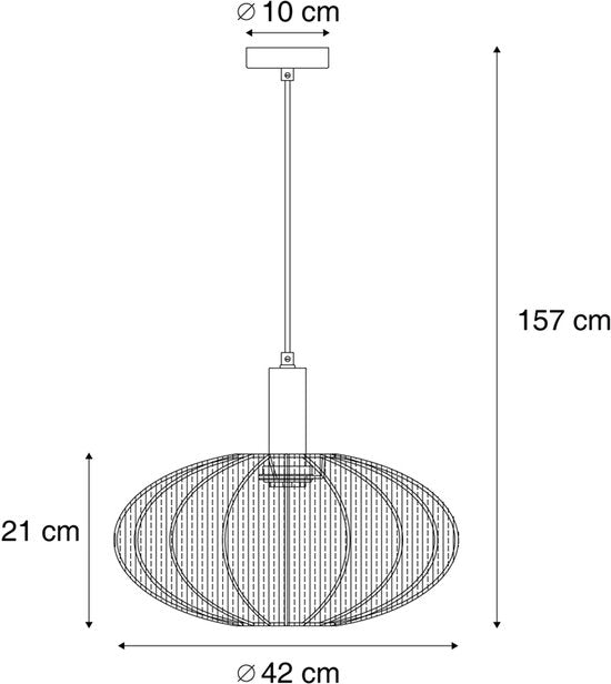 QAZQA bida - Suspension Japandi - 1 source lumineuse - Ø 42 cm - Beige - Salon | Chambre | Cuisine