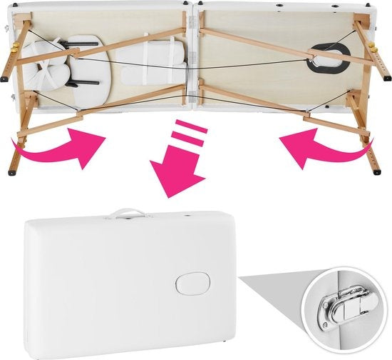 tectake® - Table de massage Table de traitement - matelas de 7,5 cm de haut + coussins roulants et sac de transport - divan de traitement - sac de rangement inclus - pliable