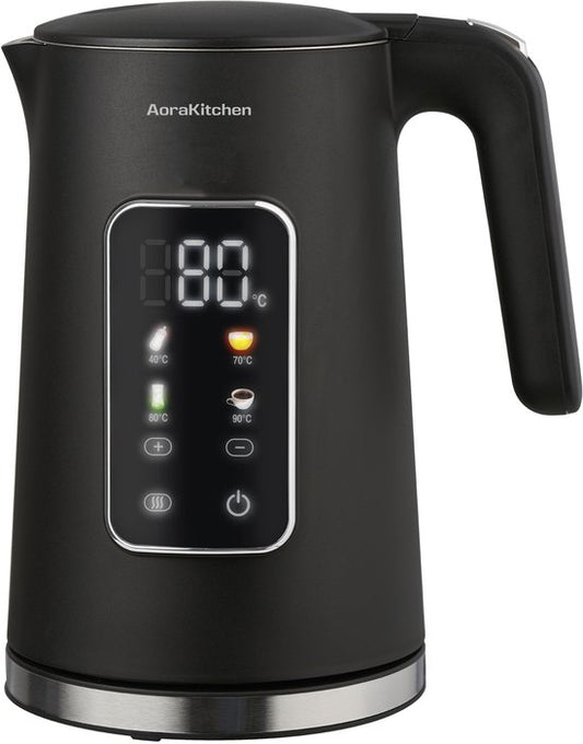 Bouilloire AoraKitchen - Ecran tactile LED - Réglage de la température - Bouilloires - 1.7L - Electrique - Cool Touch - Noir