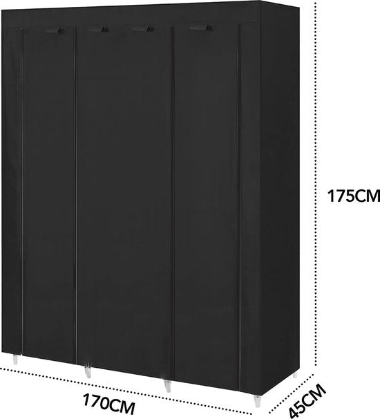 Armoire Brixy - Armoire - XXL - Armoire pliable - 175 x 170 x 45cm - Armoire de camping - Armoire pliable en tissu - Noir