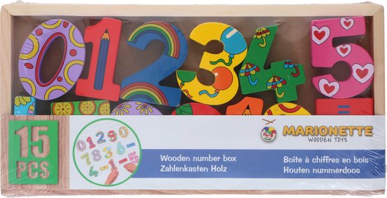 Marionnette - Chiffres en bois - Compter avec le bois - 15 pièces - 1 set